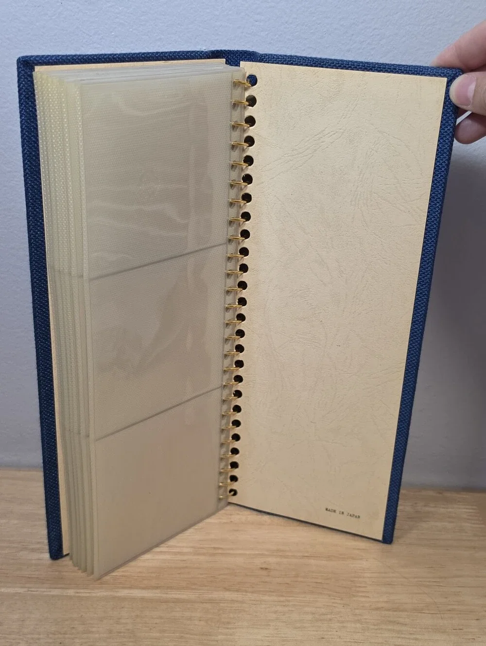 Vintage 70's Hardcover Blue Fabric Textured Slip-In 3.5